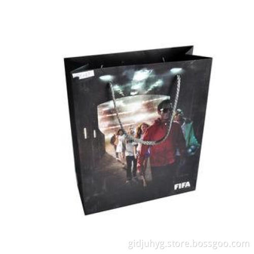 Fashion Black Paper Shopping Bags, Logo Customized Paper Ha